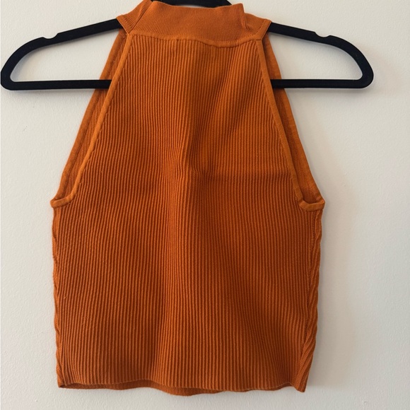 Aritzia Sculpt Knit Mock Neck Halter Top in Butternut Orange - size Small - Picture 3 of 4